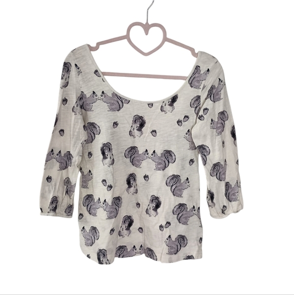 Anthropologie Postmark Squarrel Print Top in XS - Picture 3 of 7